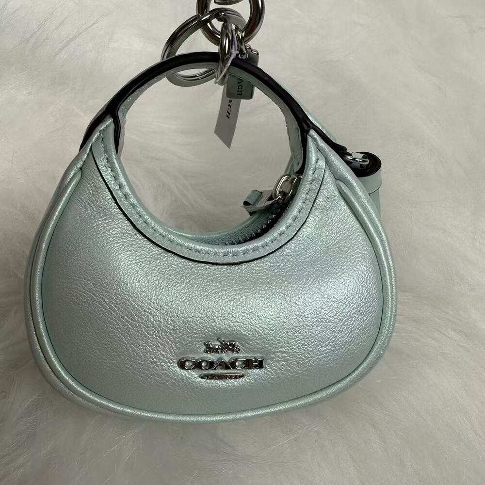 Coach Mini Carmen Bag Charm In Pearlized leather/Silver/Green CBL92 NWT - Picture 2 of 8